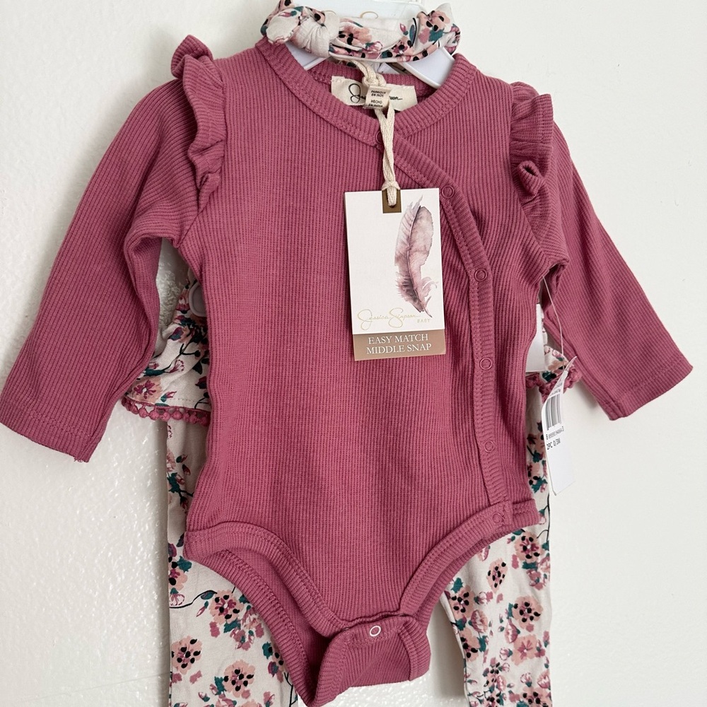 Jessica Simpson Baby Girl Ruffle Floral Outfit 0-3 Months - Picture 6 of 7